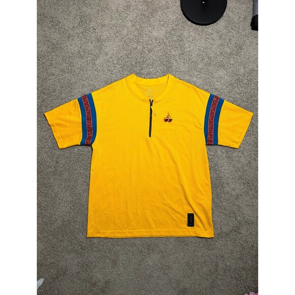 Nike Giannis Antetokounmpo Short Sleeve Shirt Yellow Mesh Shirt Mens Medium - Picture 1 of 8